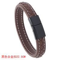 New Brown Casual Simple Braided Leather Bracelet sku image 1