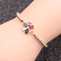 Copper Adjustable Chain Colorful Flower Bracelet sku image 3