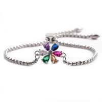 Copper Adjustable Chain Colorful Flower Bracelet sku image 4