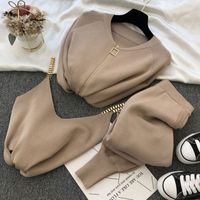 Women's Simple Style Solid Color Knitted Fabric Pants Sets main image 9