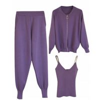Women's Simple Style Solid Color Knitted Fabric Pants Sets main image 8