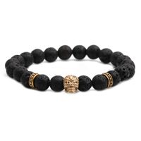 Fashion Lion Head Source 8mm Volcanic Stone Skull Bracelet main image 1