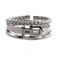 Stainless Steel Adjustable C-shaped Twisted Twist Open Bracelet main image 3