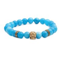 Fashion Lion Head 8mm Agate Stone Skull Bracelet main image 2