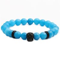 Fashion Lion Head 8mm Agate Stone Skull Bracelet sku image 3