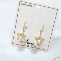 Fashion Pearl Bow Earrings sku image 1
