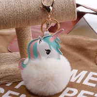 Quelle Fabrik Spot Kreative Einhorn Schlüssel Bund Imitation Rex Kaninchen Fell Cartoon Pu Leder Pony Monster Tasche Anhänger Weiblich sku image 5