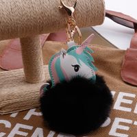 Quelle Fabrik Spot Kreative Einhorn Schlüssel Bund Imitation Rex Kaninchen Fell Cartoon Pu Leder Pony Monster Tasche Anhänger Weiblich sku image 12