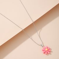 New Korean Pink Flower Pendant Necklace main image 5