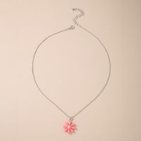 New Korean Pink Flower Pendant Necklace main image 6