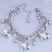 Korean Fashion Hip Hop Simple Stainless Steel Beads Baby Elephant Bracelet main image 3