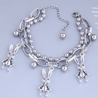 Korean Fashion Hip-hop Simple Stainless Steel Beads Long Ear Rabbit Bracelet sku image 1