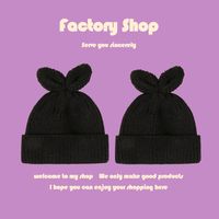 Black Cute Two Ears Knitted Hat main image 2