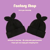 Black Cute Two Ears Knitted Hat main image 5