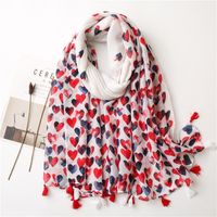 New Sweet Red Love Cotton And Linen Scarf main image 1