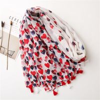 New Sweet Red Love Cotton And Linen Scarf main image 4