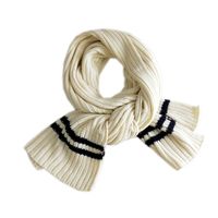 Striped Two-color Wool Knitted Scarf main image 6