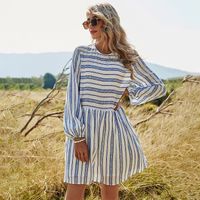 New Casual Stitching Striped Doll Version Loose Dress main image 3