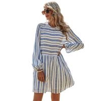 New Casual Stitching Striped Doll Version Loose Dress main image 6