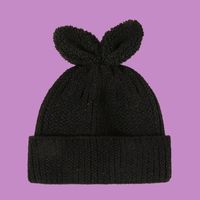 Black Cute Two Ears Knitted Hat sku image 1