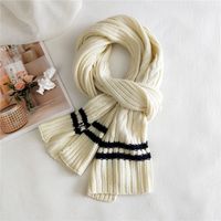 Striped Two-color Wool Knitted Scarf sku image 1