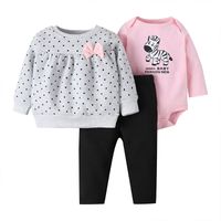 Fashion Pullover Three-piece Baby Animal Print Romper Suit sku image 1