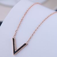 Moda Coreana Y Dulce Collar De Acero De Titanio En Forma De V Con Diamantes Flash Ol main image 1