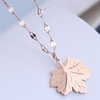 Korean Fashion Sweet Ol Maple Leaf Titanium Steel Necklace sku image 1