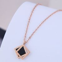 Fashion Sweet Ol Geometric Square Titanium Steel Necklace sku image 1