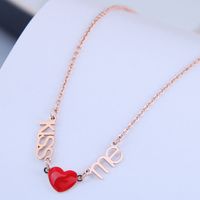 Korean Fashion Sweet Ol Red Love Titanium Steel Necklace main image 2