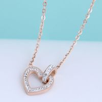 Fashion Sweet Ol Flash Diamond Love Heart Titanium Steel Necklace main image 3