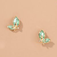 Green Butterfly Micro Diamond Stud Earrings main image 3