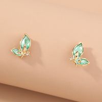 Green Butterfly Micro Diamond Stud Earrings main image 4