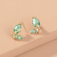 Green Butterfly Micro Diamond Stud Earrings main image 5