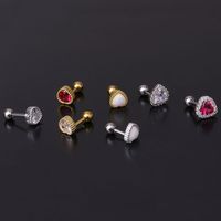 Fashion Screw Screw Ball Zircon Opal Love Earring main image 3