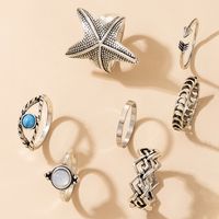 Turquoise Starfish Arrow Open Rings 7-piece Set main image 5