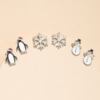 Fashion Snowman Penguin Snowflake Earrings Set main image 3