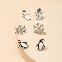 Fashion Snowman Penguin Snowflake Earrings Set main image 4