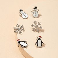 Fashion Snowman Penguin Snowflake Earrings Set main image 5
