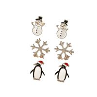 Fashion Snowman Penguin Snowflake Earrings Set main image 6