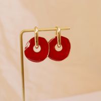 Red Round Earrings main image 4