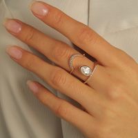 Fashion Zircon Heart-shaped Rings 2-piece Set main image 1