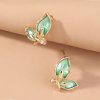 Green Butterfly Micro Diamond Stud Earrings sku image 1