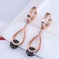 Fashion Simple Water Drop Zircon Titanium Steel Earrings sku image 2