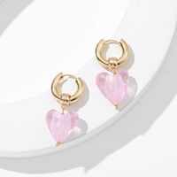 Retro Glass Heart-shaped Earrings main image 5