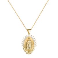 Virgin Mary Halo Pendant Copper Inlaid Zircon Necklace main image 1