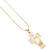 Retro Virgin Mary Cross Pendant Copper Inlaid Zircon Necklace main image 6
