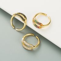 Simple Exaggerated Copper Inlaid Color Zircon Fashion Ring main image 3
