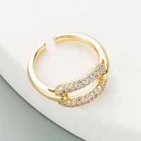 Simple Exaggerated Copper Inlaid Color Zircon Fashion Ring main image 4
