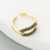 Simple Exaggerated Copper Inlaid Color Zircon Fashion Ring main image 5